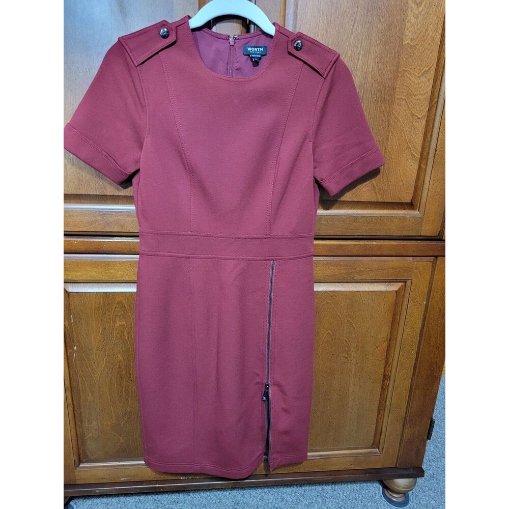 Worthington Burgundy Women's 2 Short-Sleeve Sheath Dress. Bussinesscasual Office